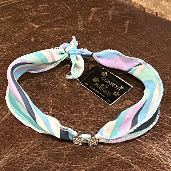 NWT Confetti & Friends Bandana Pucci Style Fabric & Rhinestone Choker Necklace - Picture 3 of 11